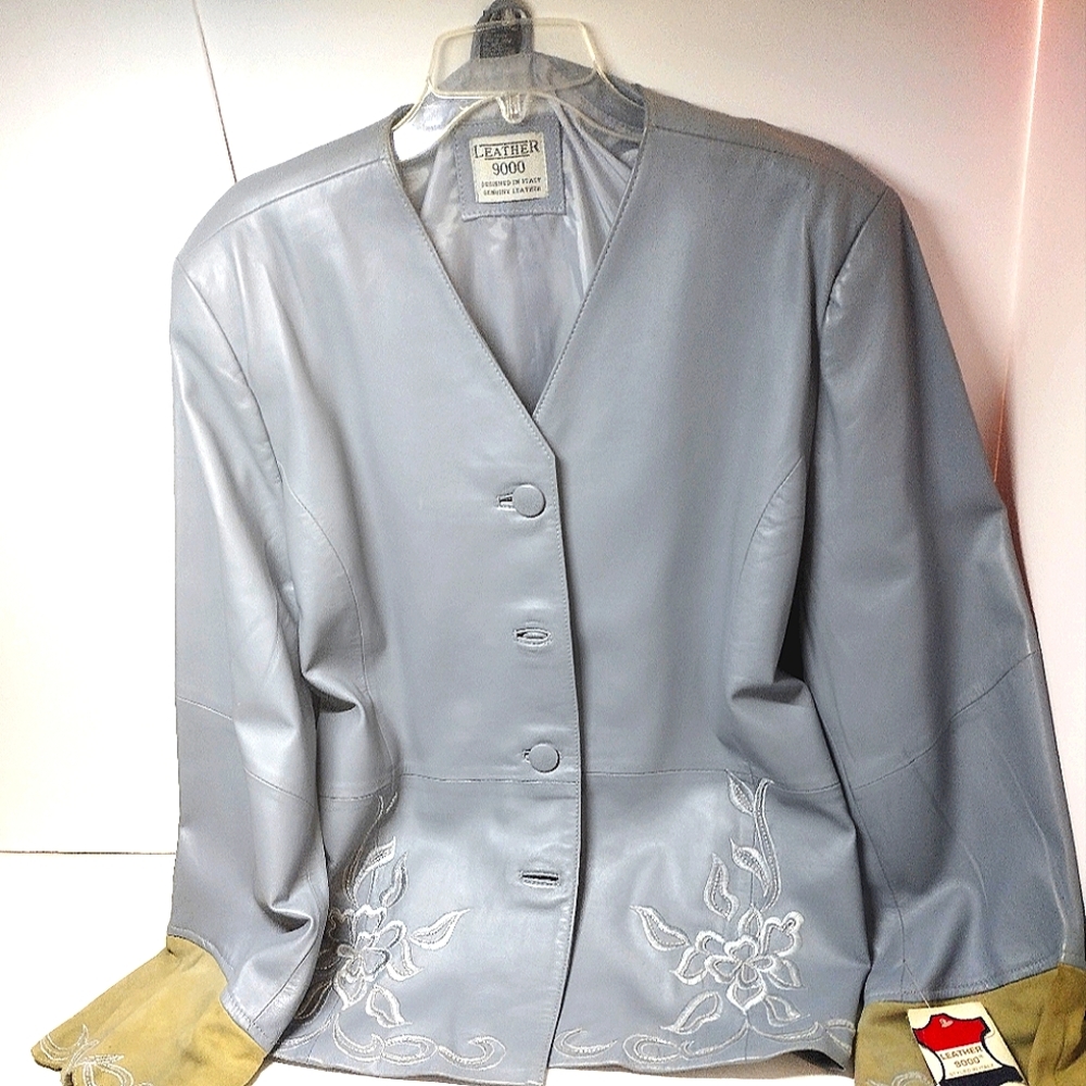 LEATHER 9000 PALE BLUE SOFT LEATHER JACKET NEW